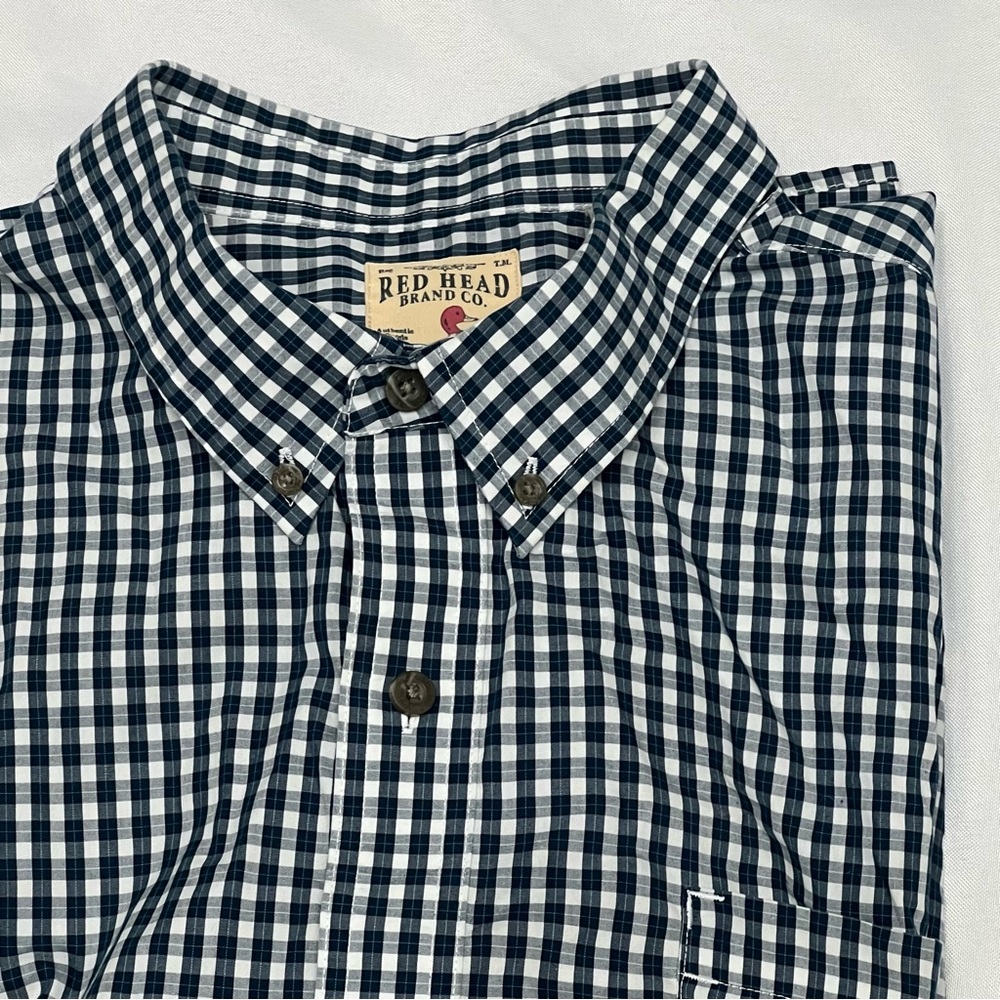 Red Head men’s green check plaid short sleeve button down shirt size 3XL